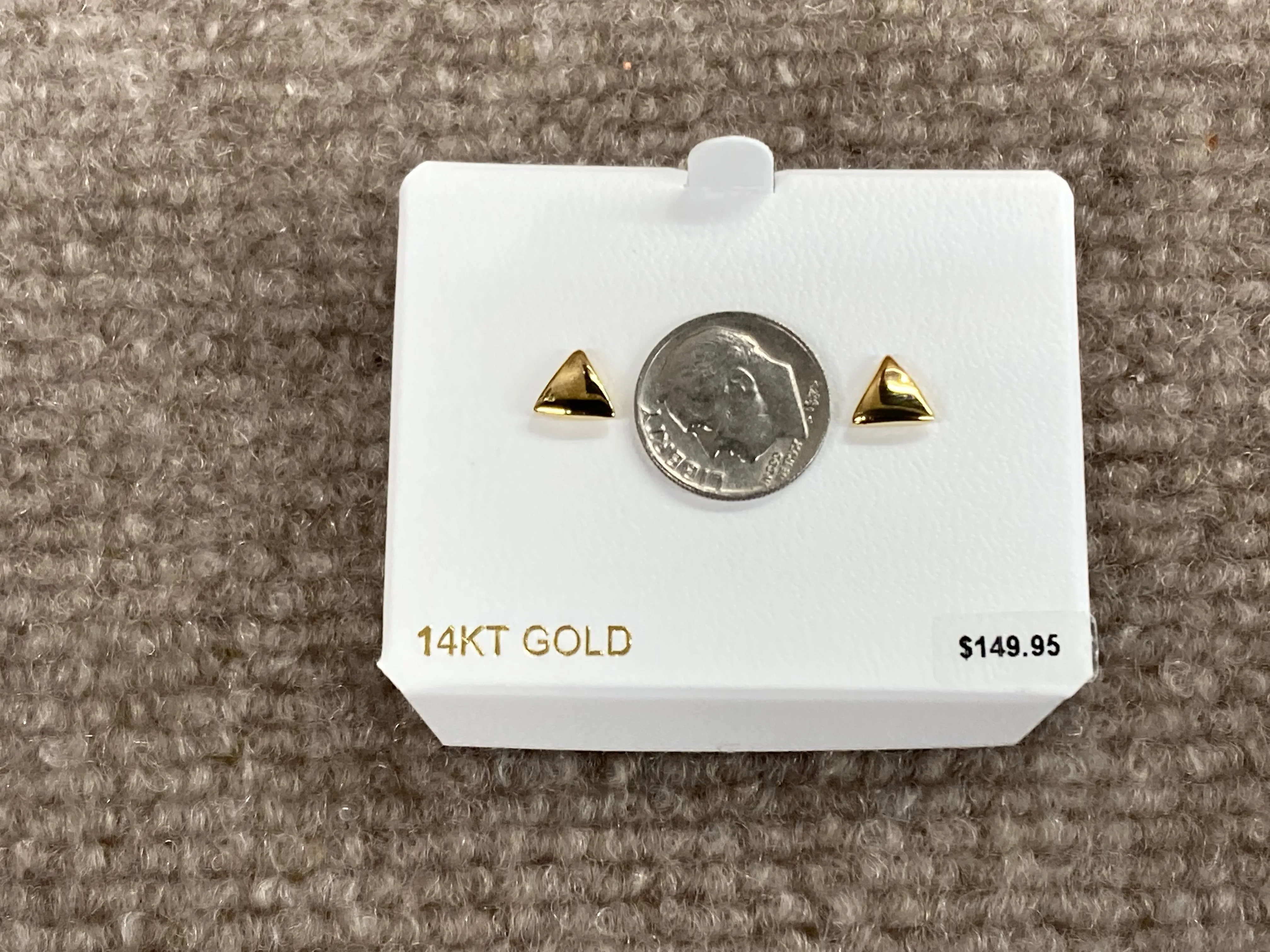 14 K Yellow Gold Triangle Stud Earrings