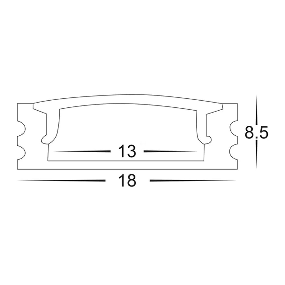 18mm x 9mm Silver Square Aluminium LED Profile Havit Lighting HV9693-1707