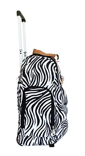 19" Duffel/Tote Bag Gym Luggage Case Wheel Purse Zebra