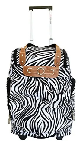 19" Duffel/Tote Bag Gym Luggage Case Wheel Purse Zebra