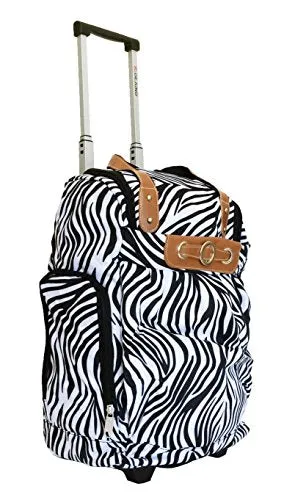 19" Duffel/Tote Bag Gym Luggage Case Wheel Purse Zebra