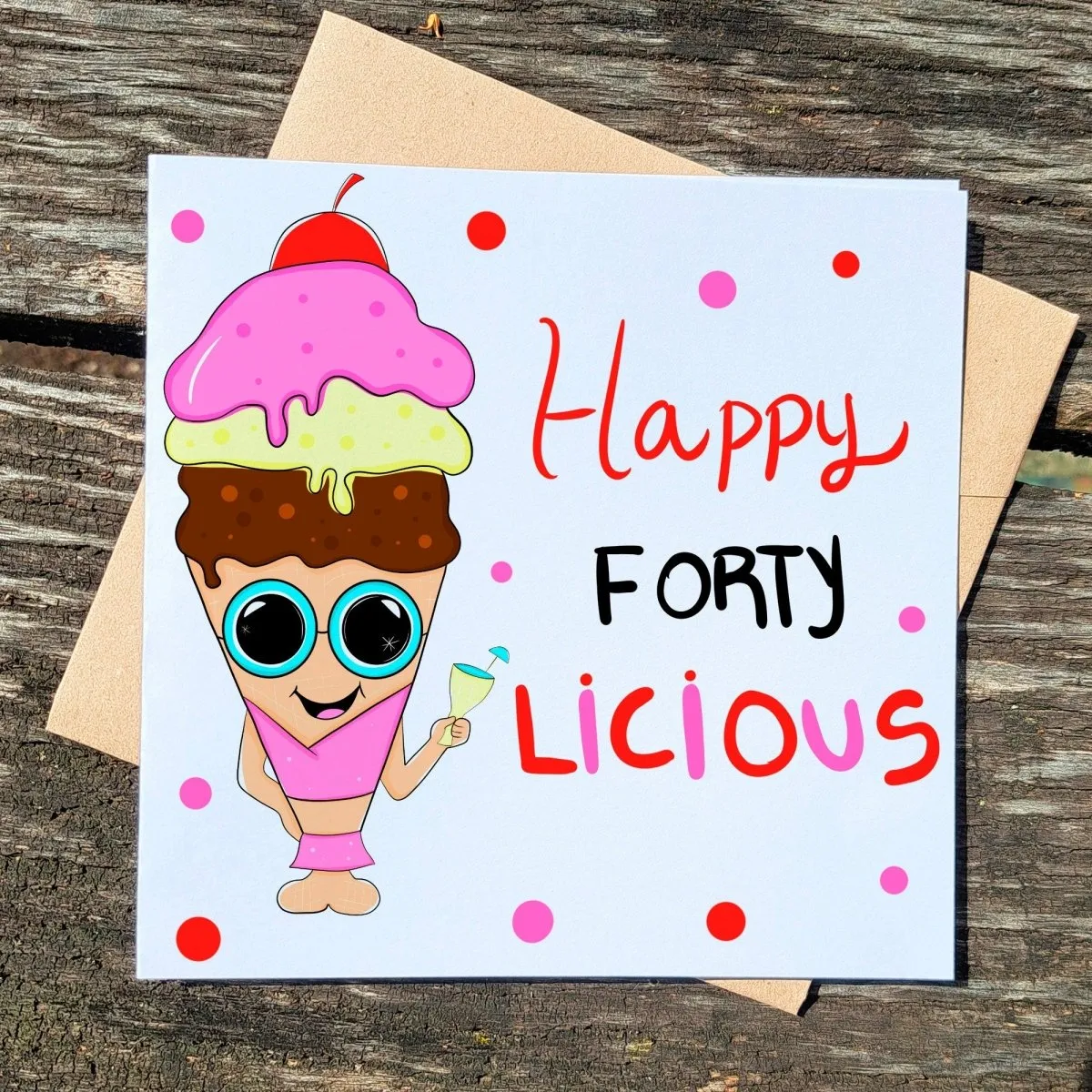 40th Birthday Card, Forty and Fabulous, Happy Forty-licious Greeting