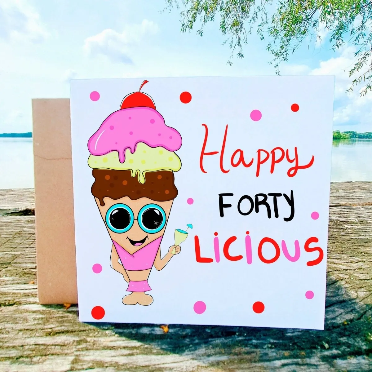 40th Birthday Card, Forty and Fabulous, Happy Forty-licious Greeting