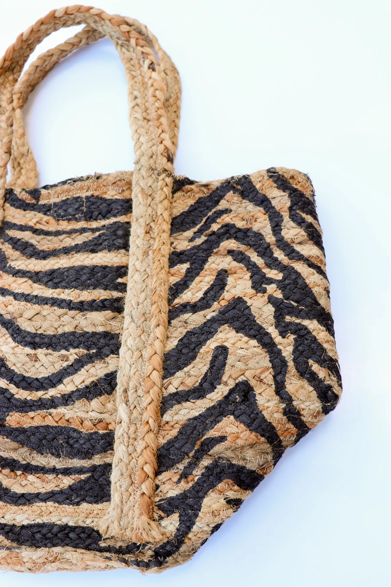 Adorne Jungle Love Woven Jute Tote Bag