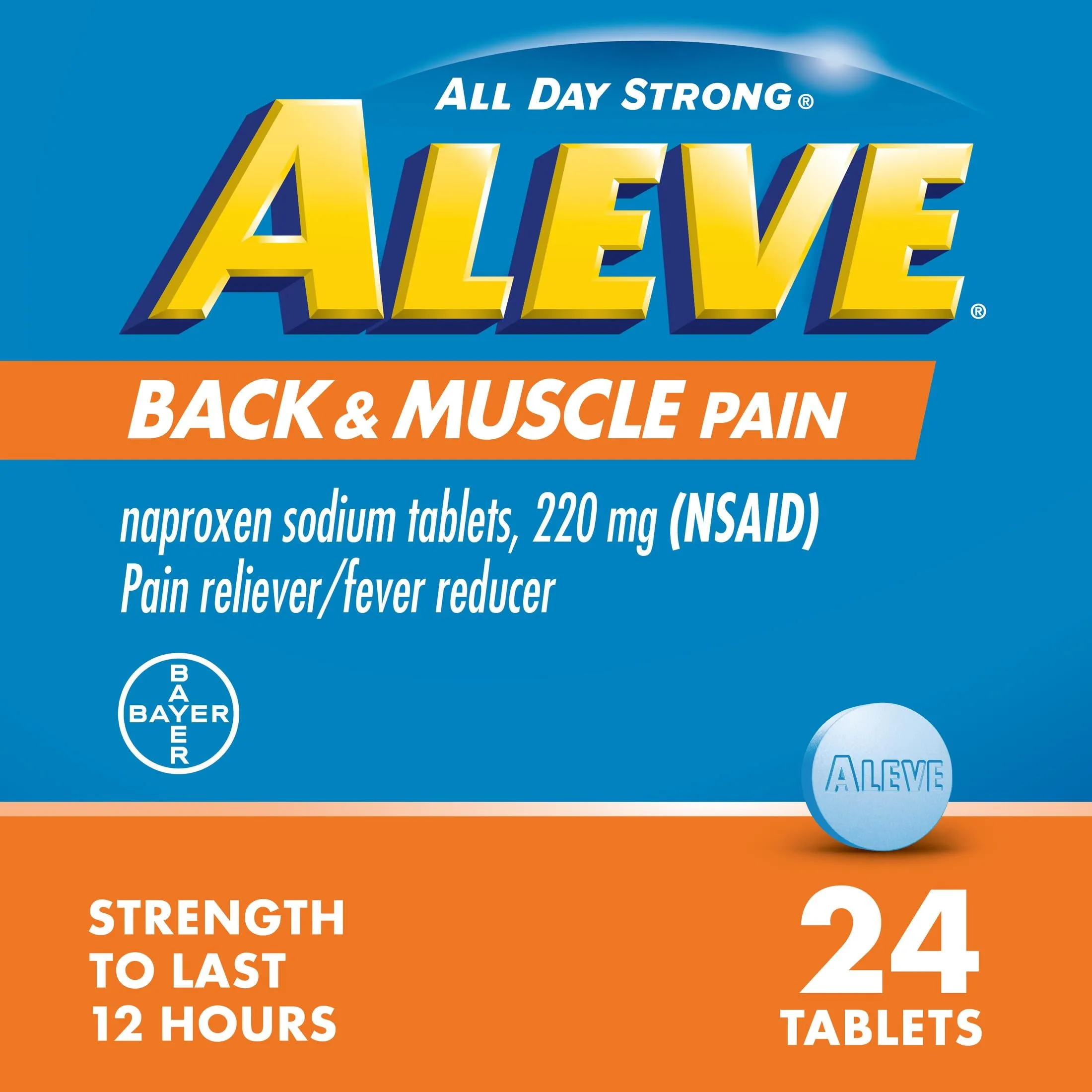 Aleve Back & Muscle Pain Reliever Naproxen Sodium Tablets, 24 Count