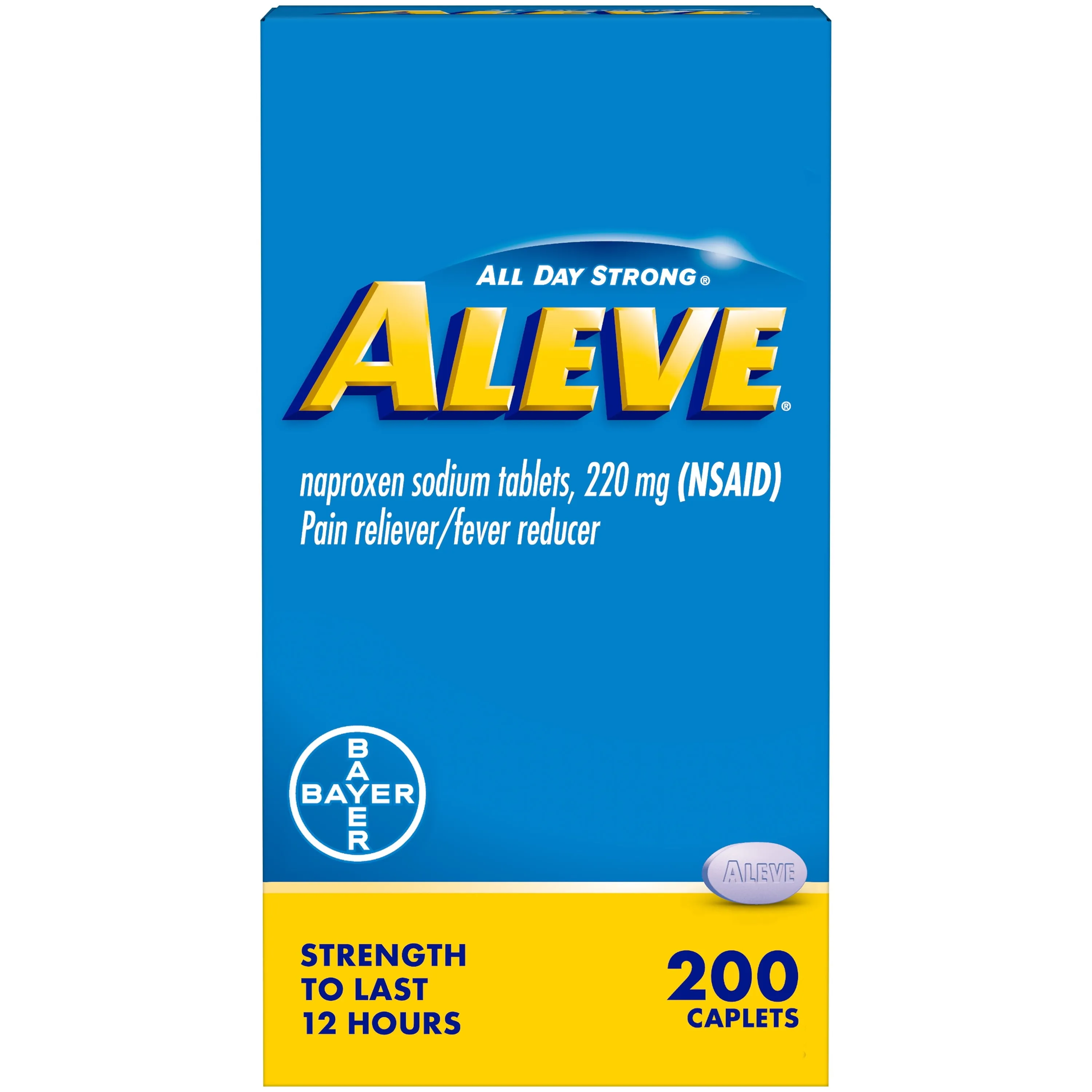 Aleve Caplets Naproxen Sodium Pain Reliever, 200 Count