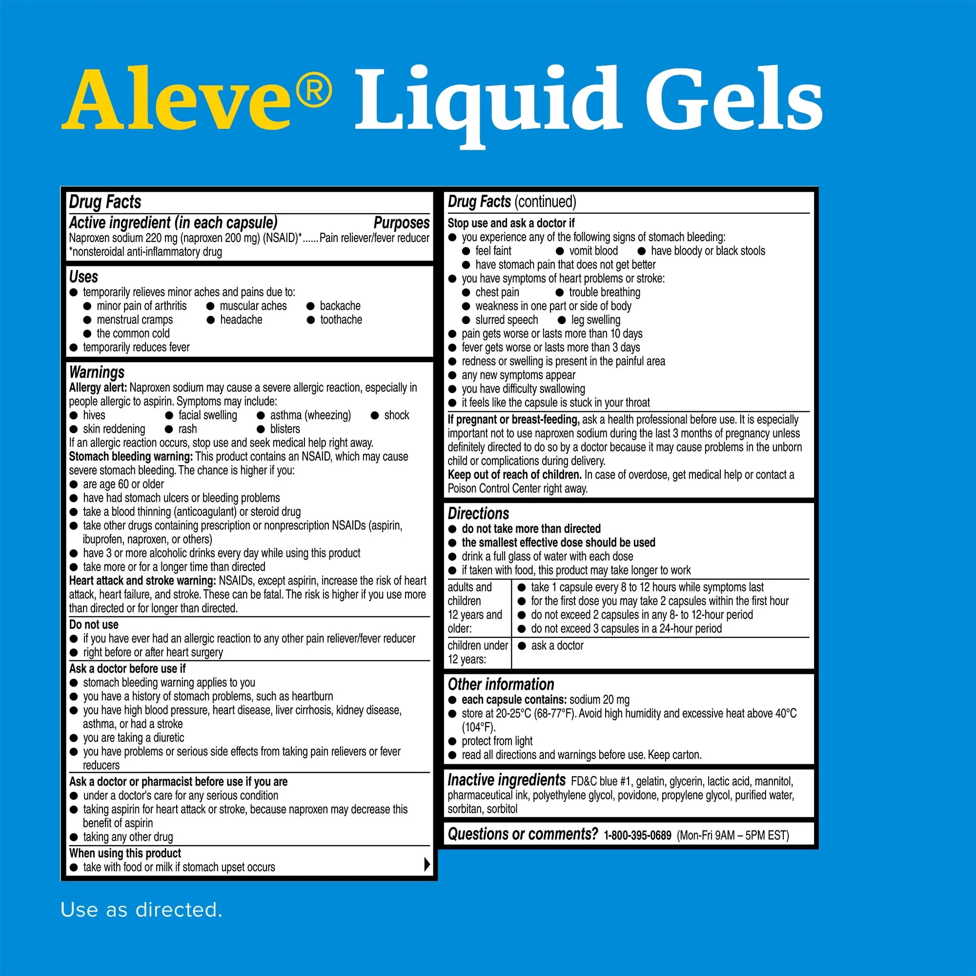 Aleve Liquid Gels Naproxen Sodium Pain Reliever, 20 Count