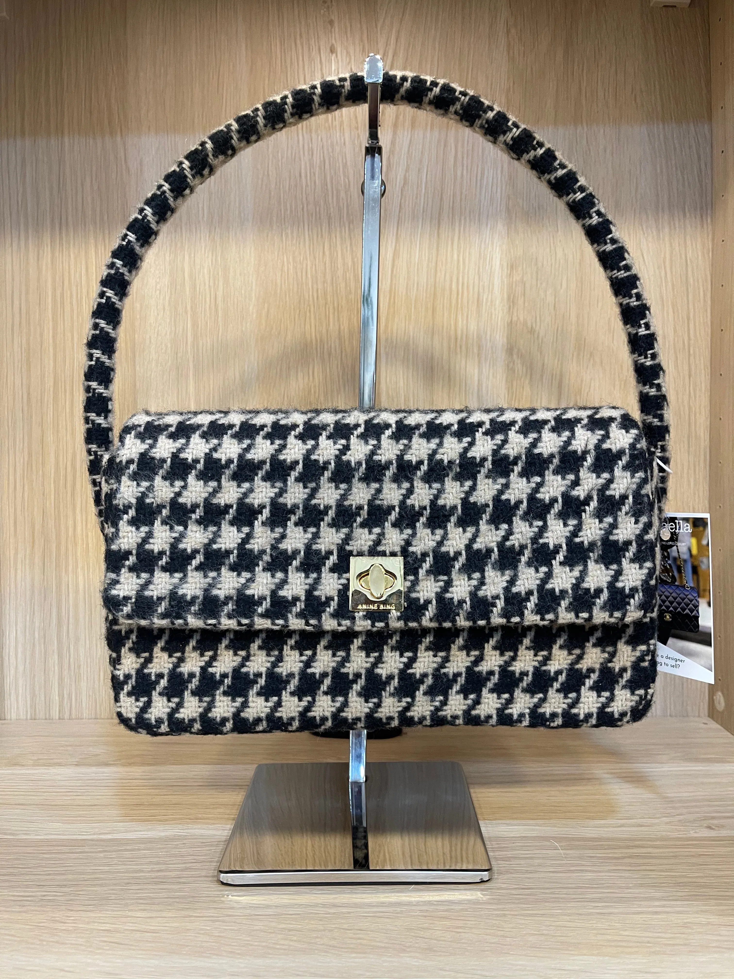 Anine Bing Houndstooth Handbag