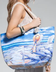 Beach Scene Painted Tote Bag