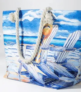 Beach Scene Painted Tote Bag