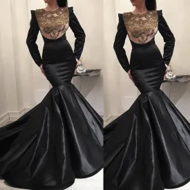 black evening dress long mermaid lace appliqué beaded luxury evening gown vestido de festa 2020