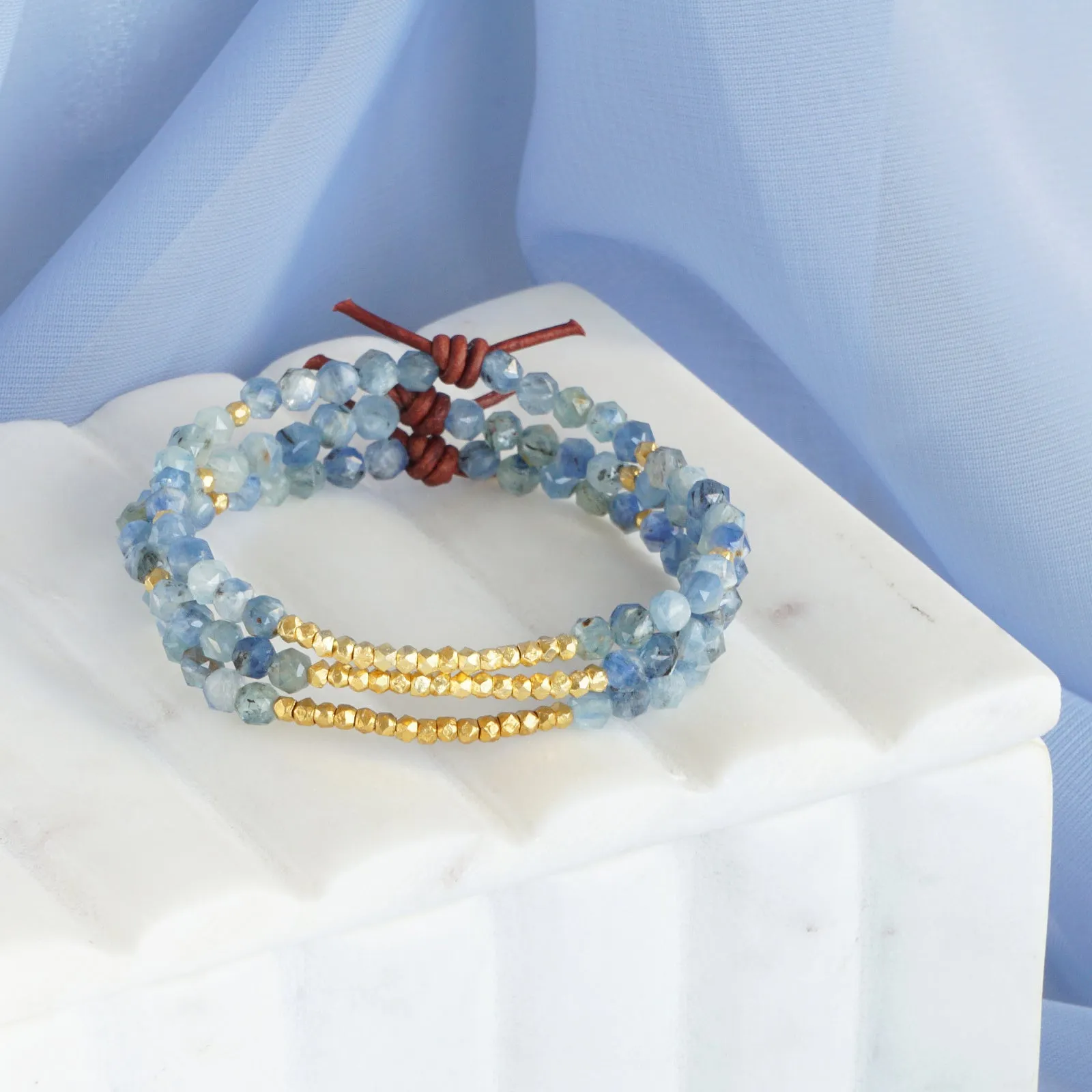 Blue Kyanite Star & Gold Nugget Mini Bracelet | 2024 Holiday Exclusive