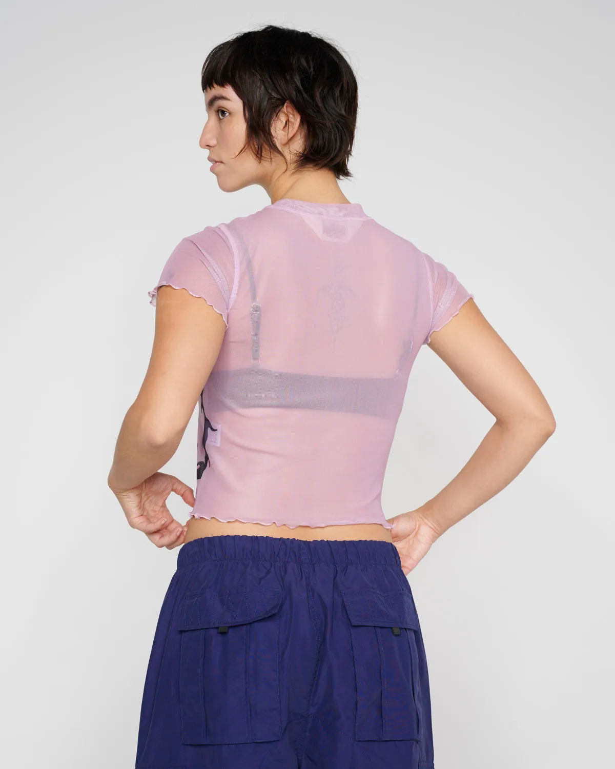 Bucket Hypermesh Short Sleeve Top - Lilac