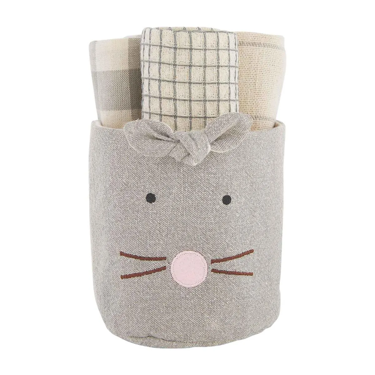 Bunny Dish Towel Set Gray