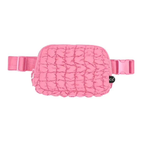 C.C PINK PUFFER QUILTED FANNY PACK