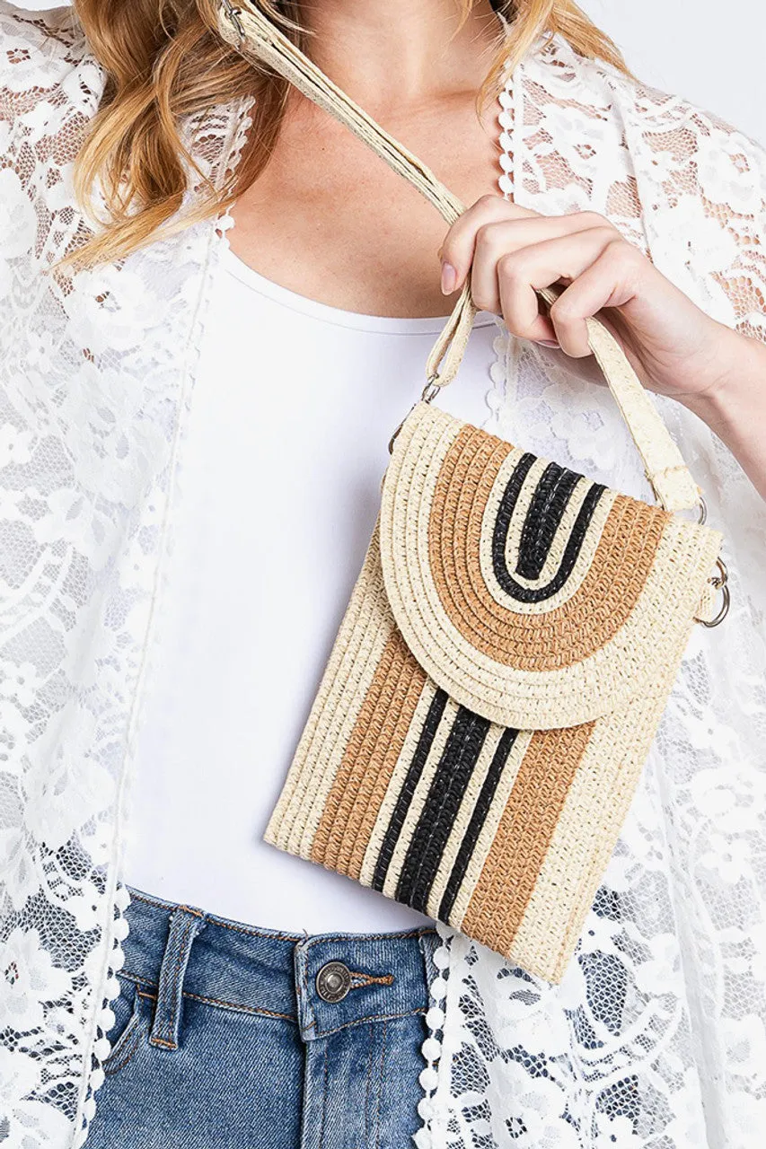 Cell Phone Crossbody Bag in Straw