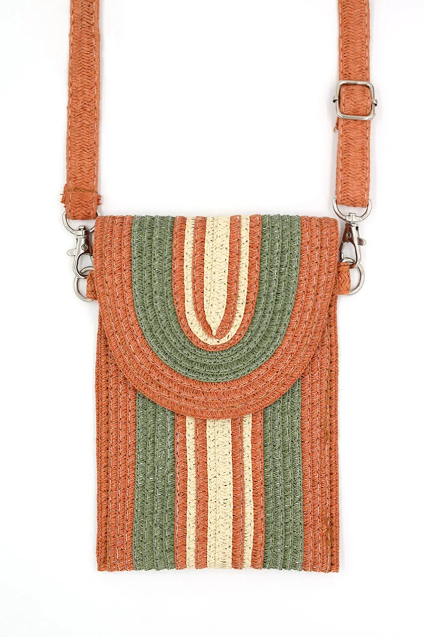 Cell Phone Crossbody Bag in Straw