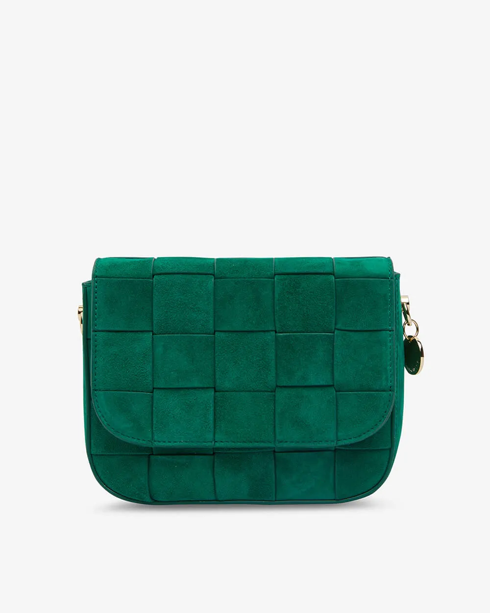 Clara Weave Crossbody - Emerald Suede