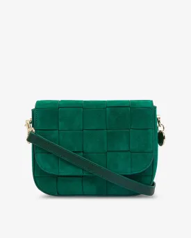 Clara Weave Crossbody - Emerald Suede