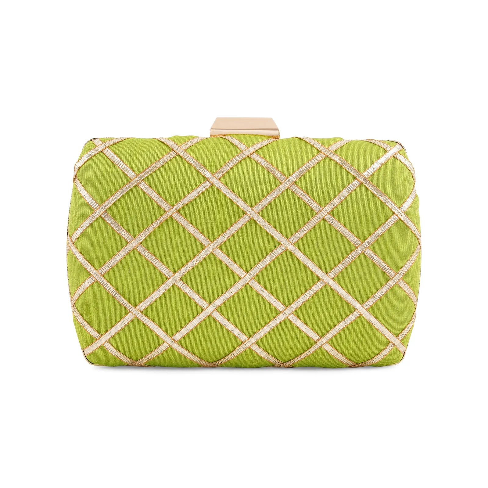 Crossing Paths Green Fabric Clutch