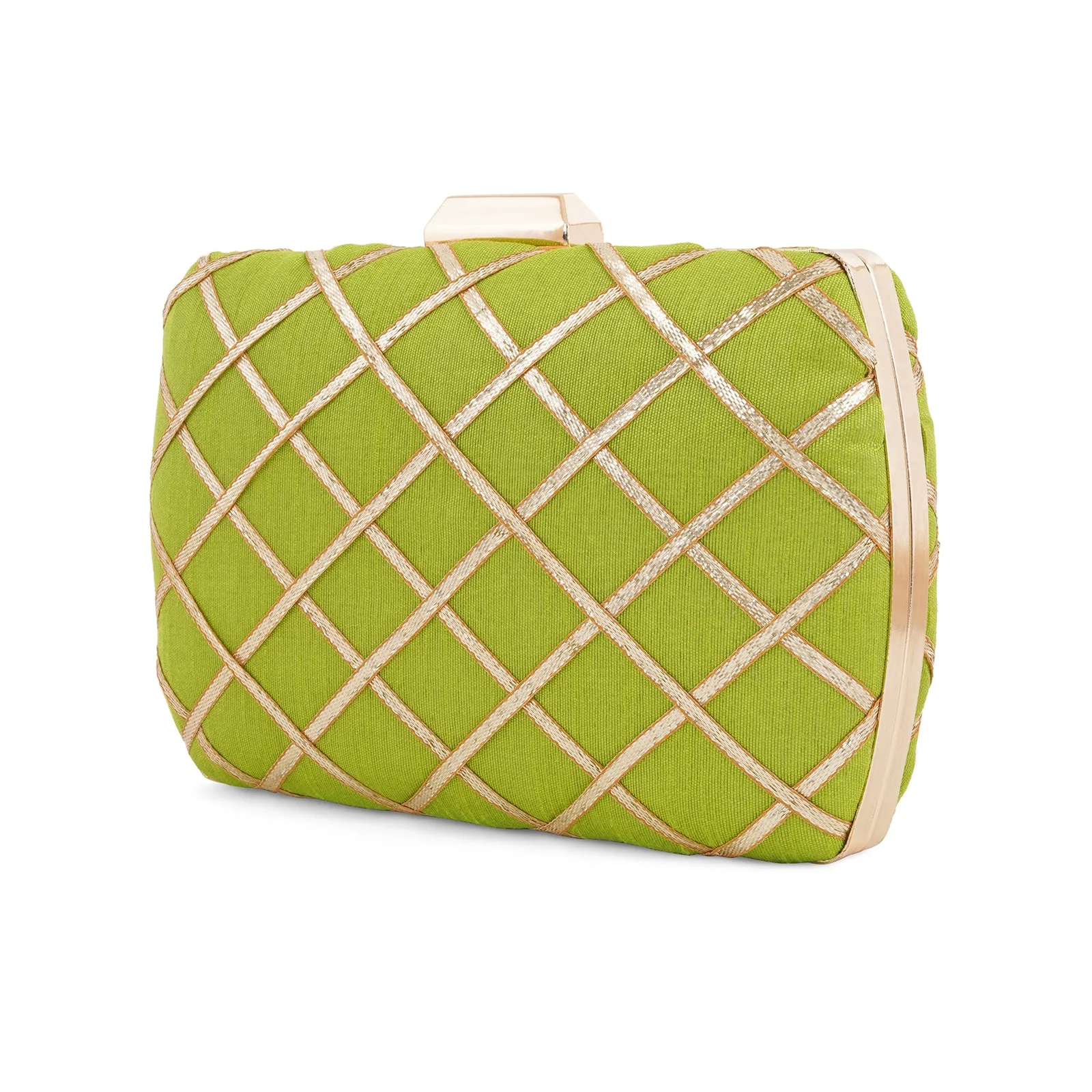 Crossing Paths Green Fabric Clutch