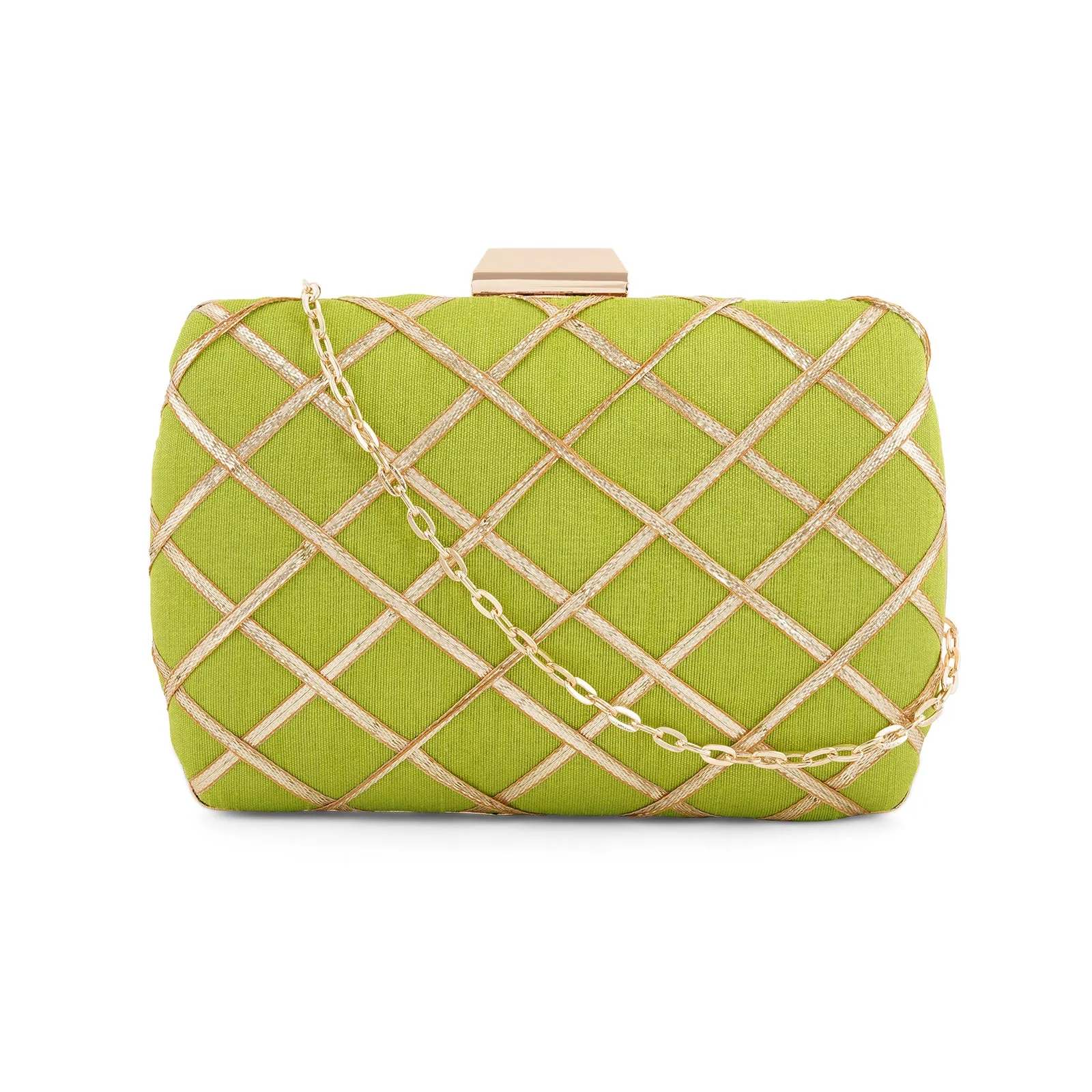 Crossing Paths Green Fabric Clutch