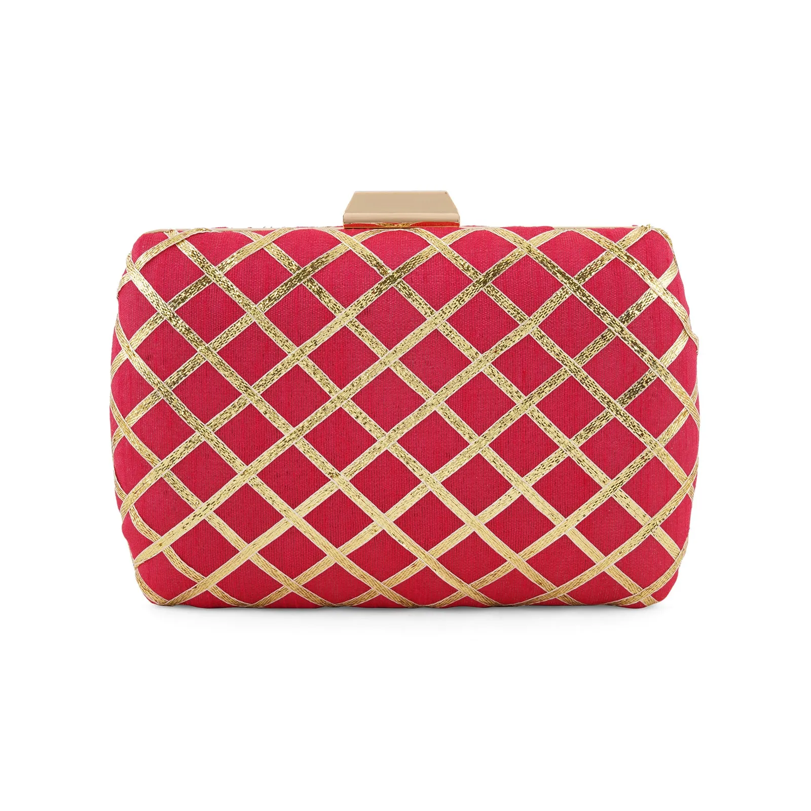 Crossing Paths Pink Fabric Clutch