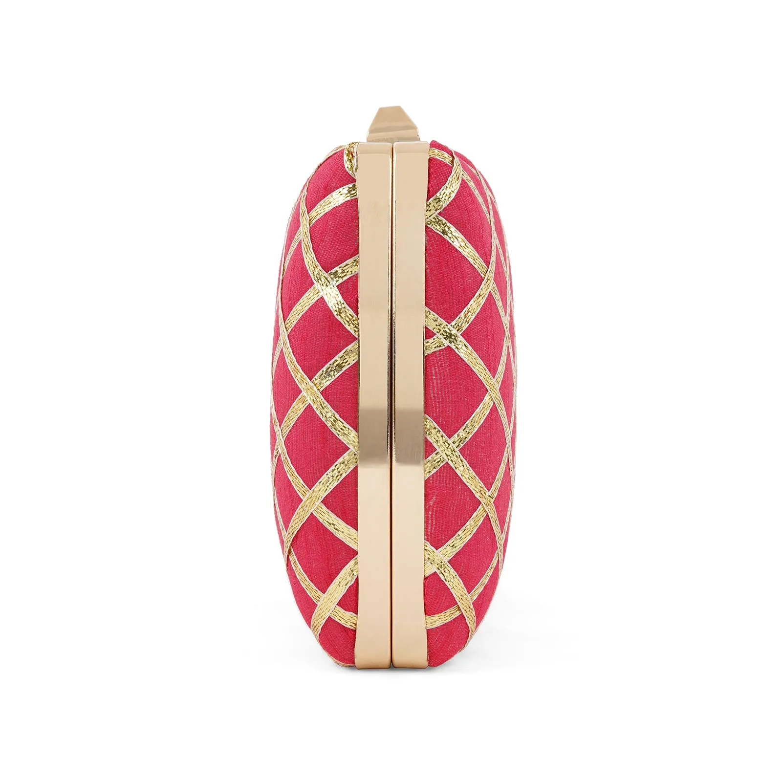 Crossing Paths Pink Fabric Clutch