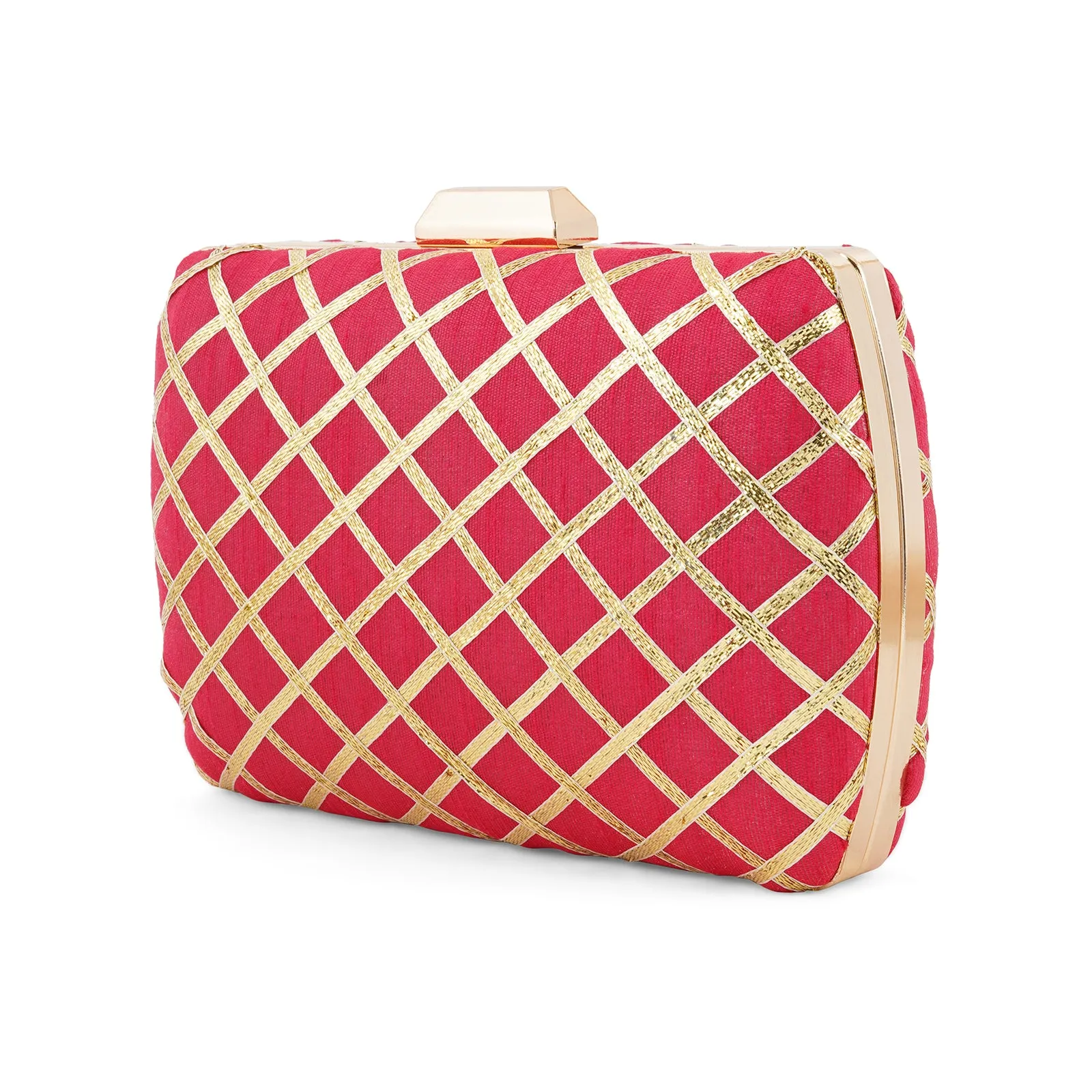 Crossing Paths Pink Fabric Clutch