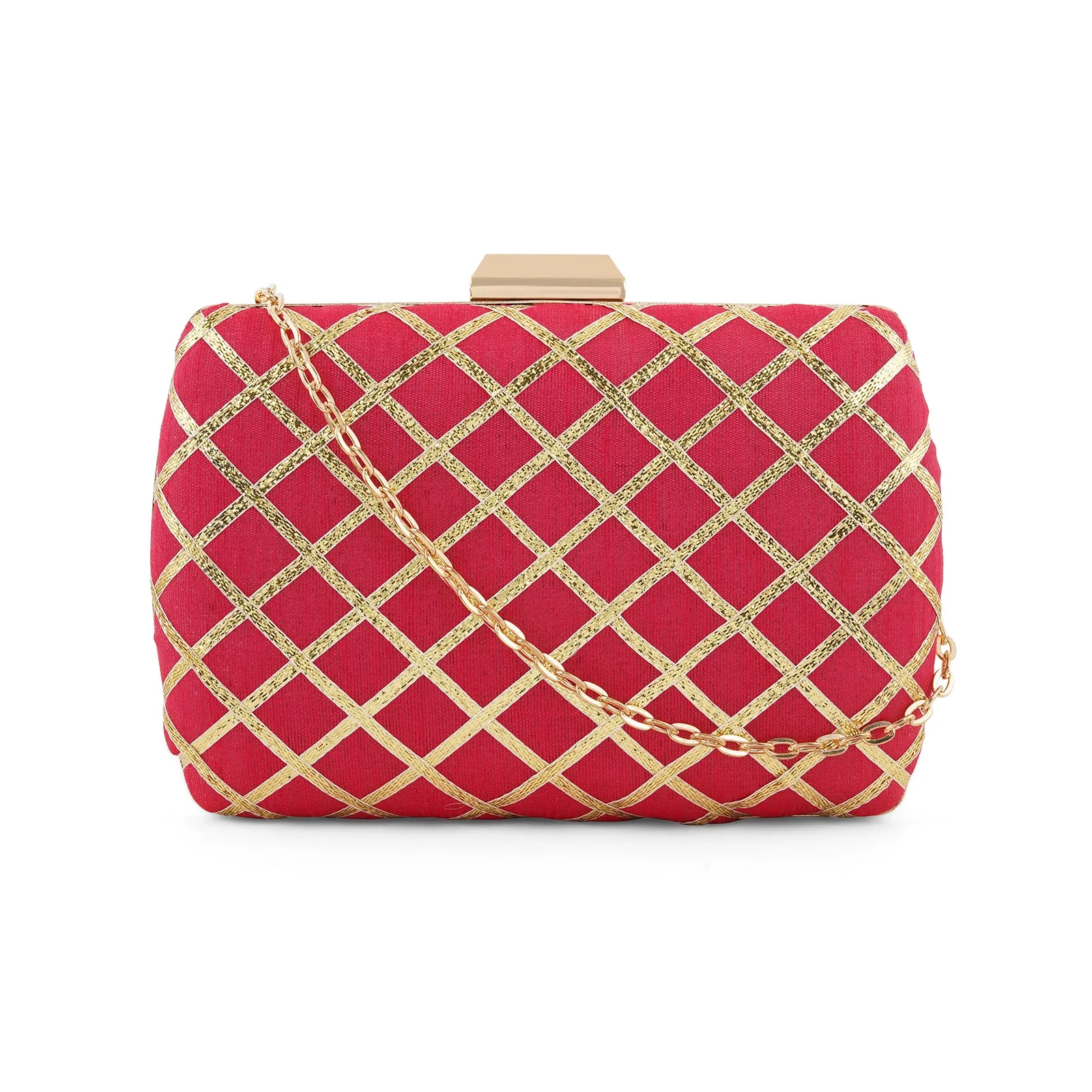 Crossing Paths Pink Fabric Clutch