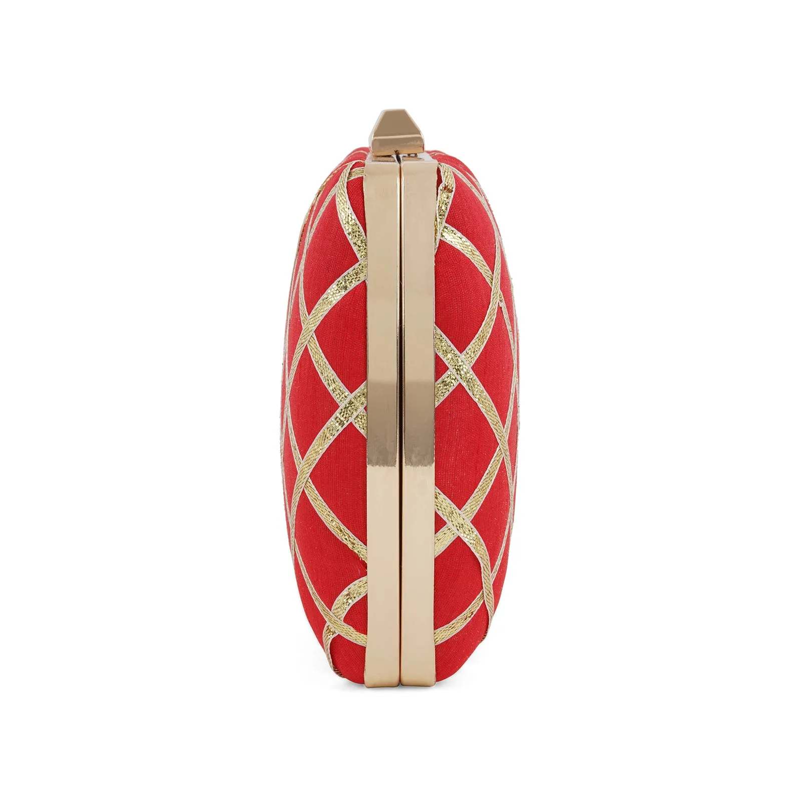 Crossing Paths Red Fabric Clutch