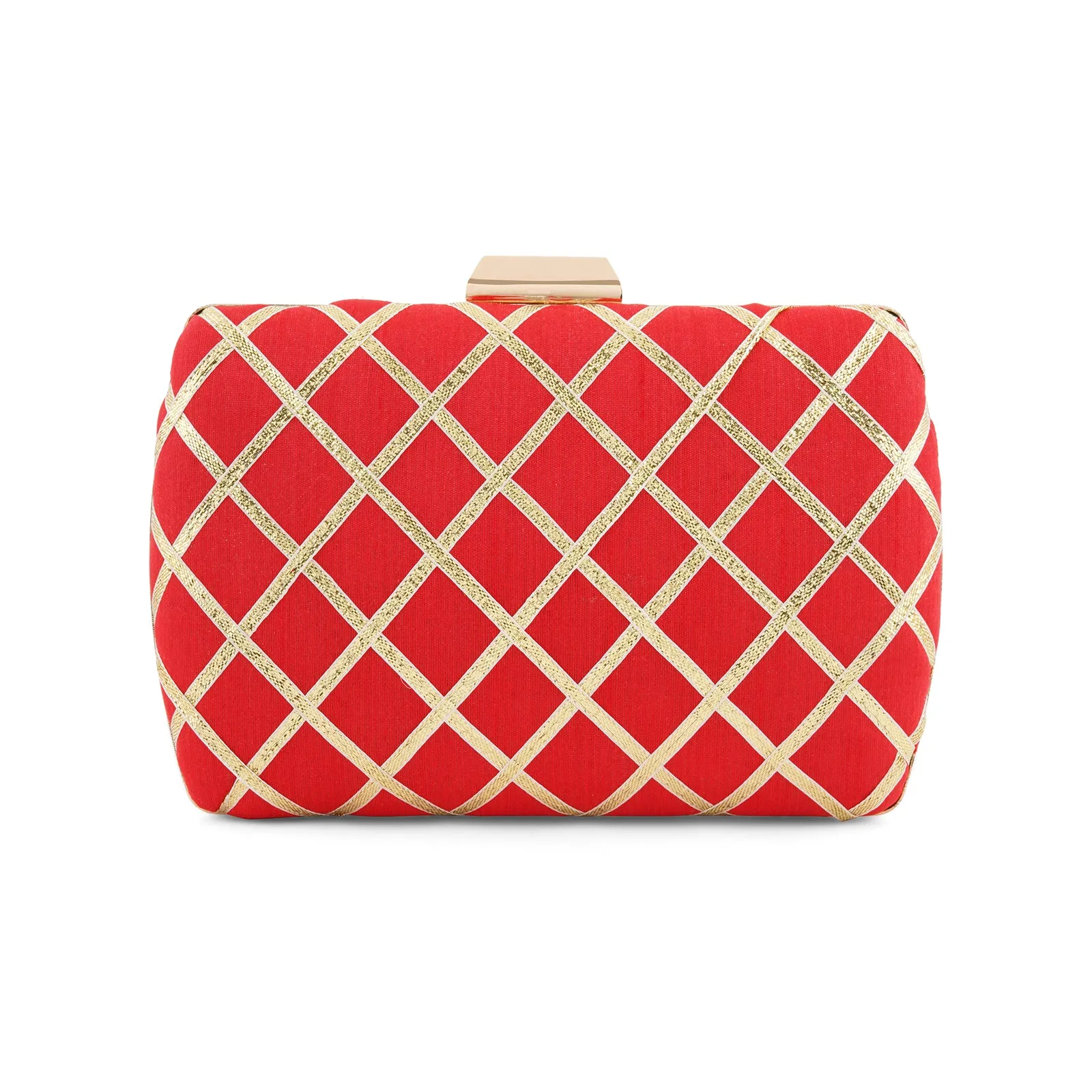 Crossing Paths Red Fabric Clutch