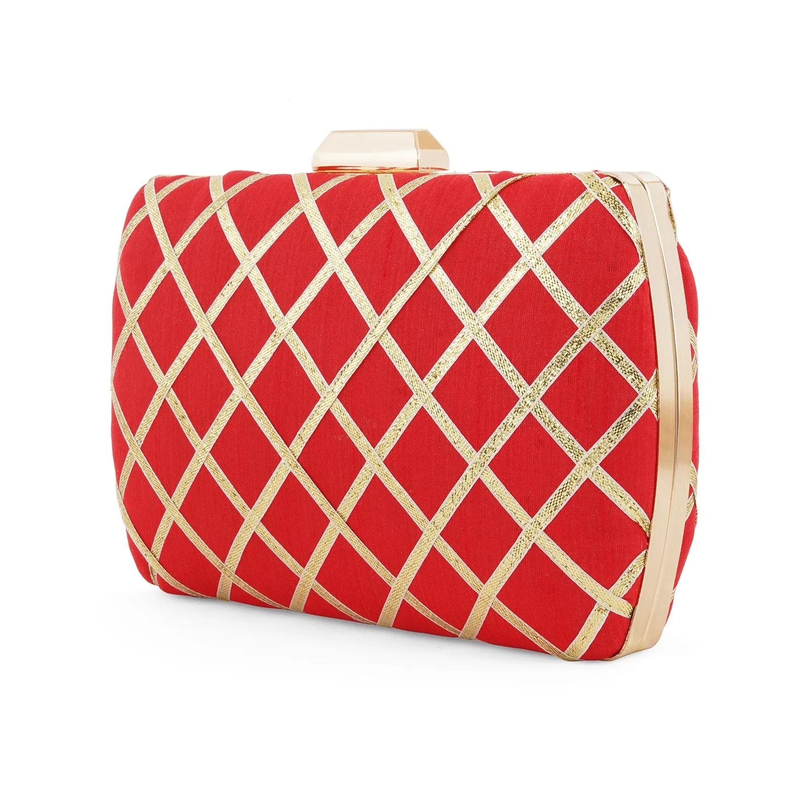 Crossing Paths Red Fabric Clutch