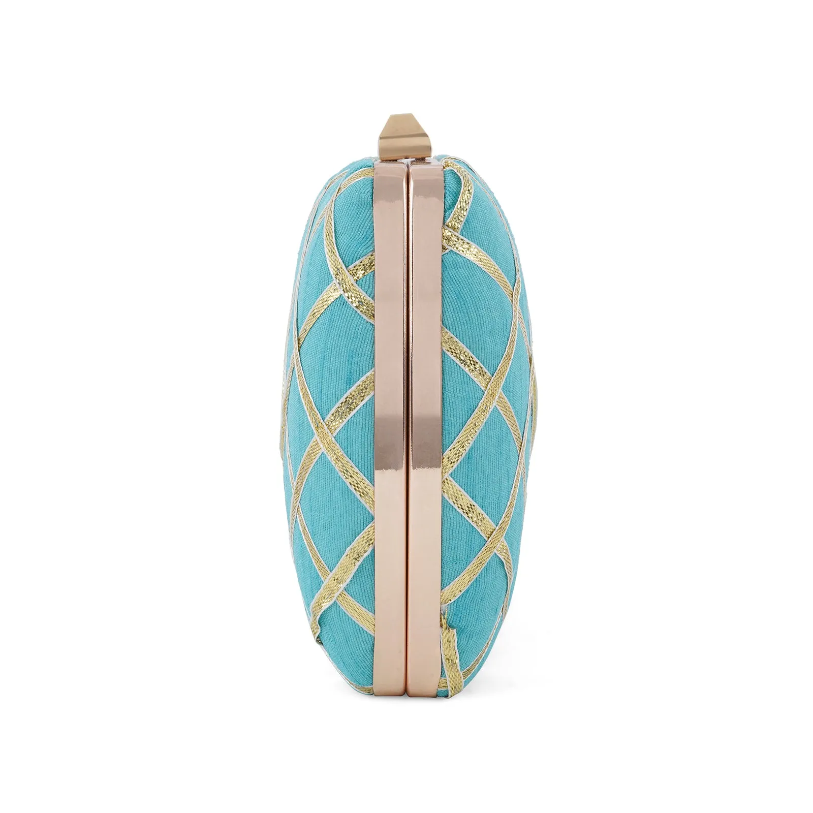 Crossing Paths Turquoise Fabric Clutch