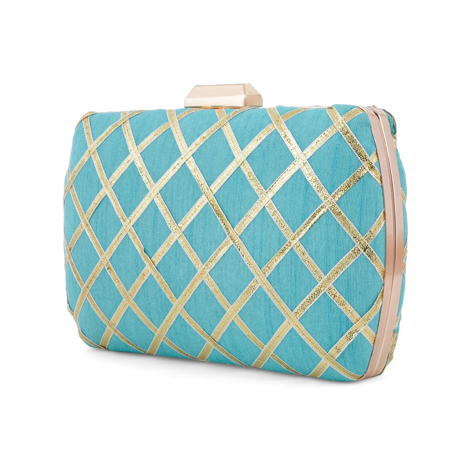 Crossing Paths Turquoise Fabric Clutch