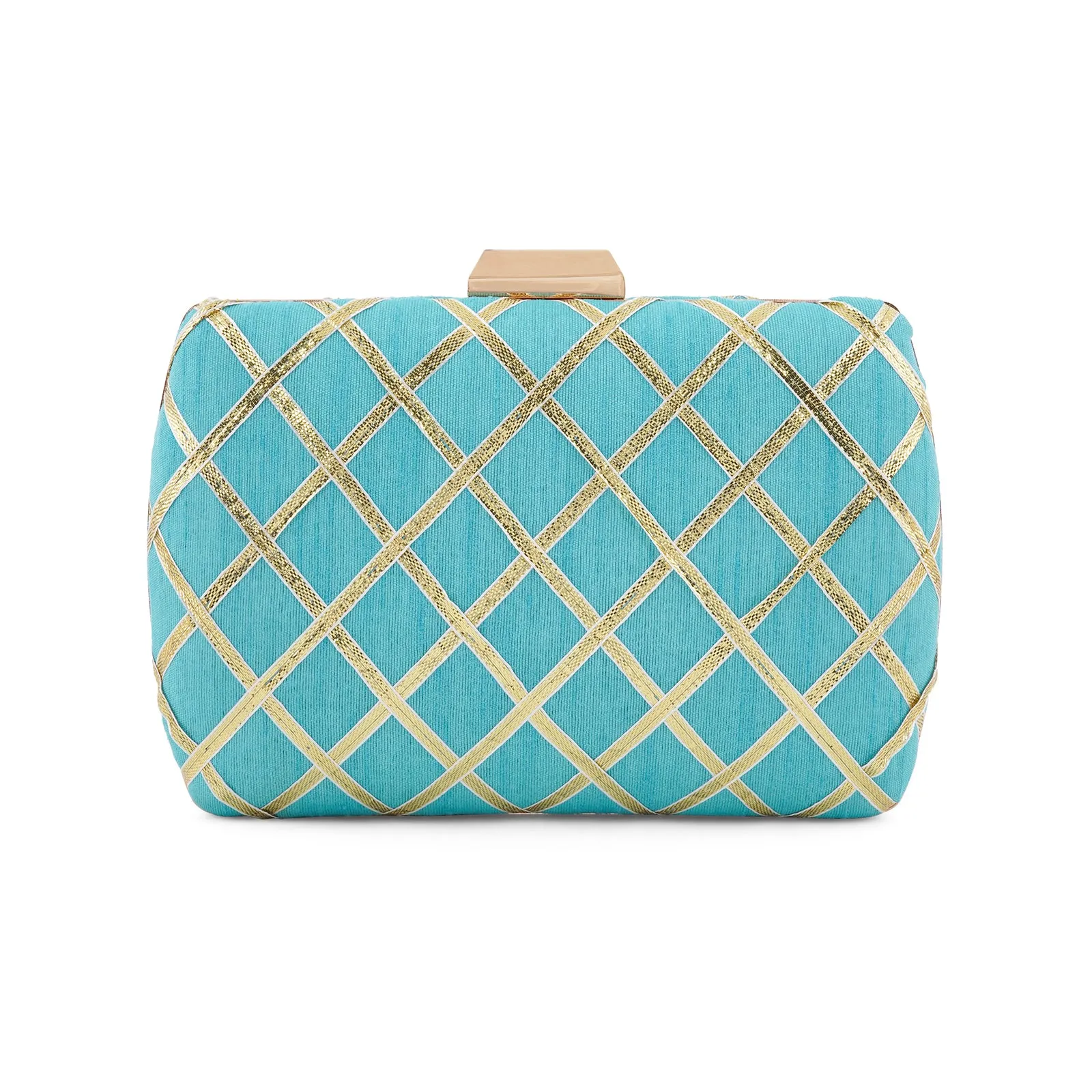 Crossing Paths Turquoise Fabric Clutch