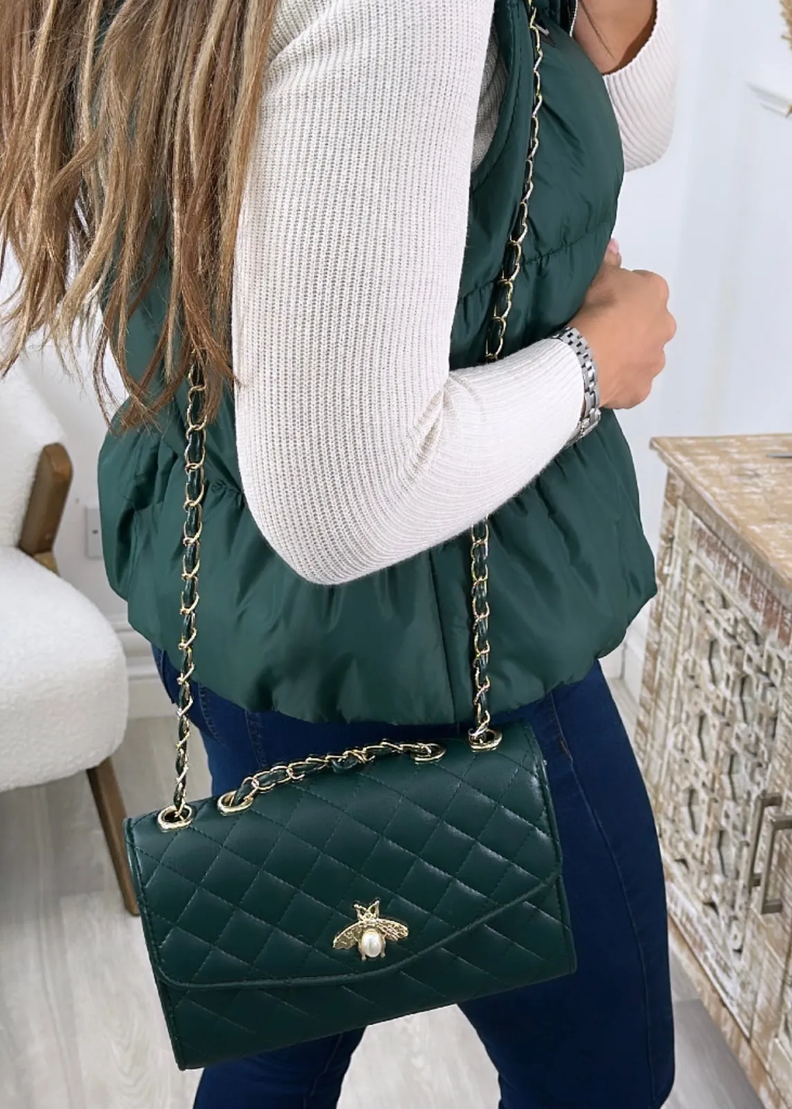 Dakota Green Bee Clasp Bag