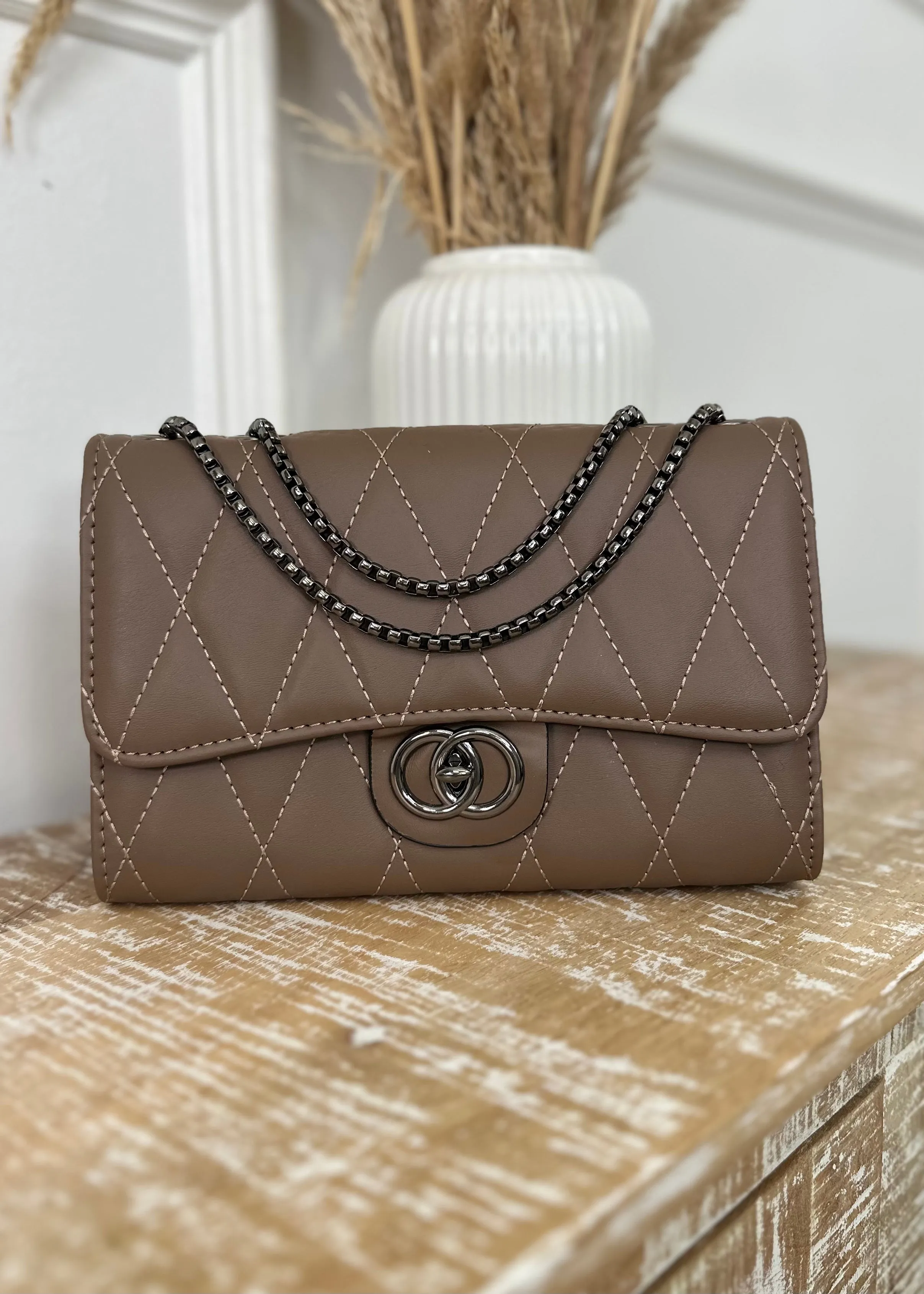 Elsa Taupe Quilted Bag