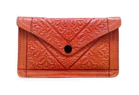 Envelope Leather Purse - Orange