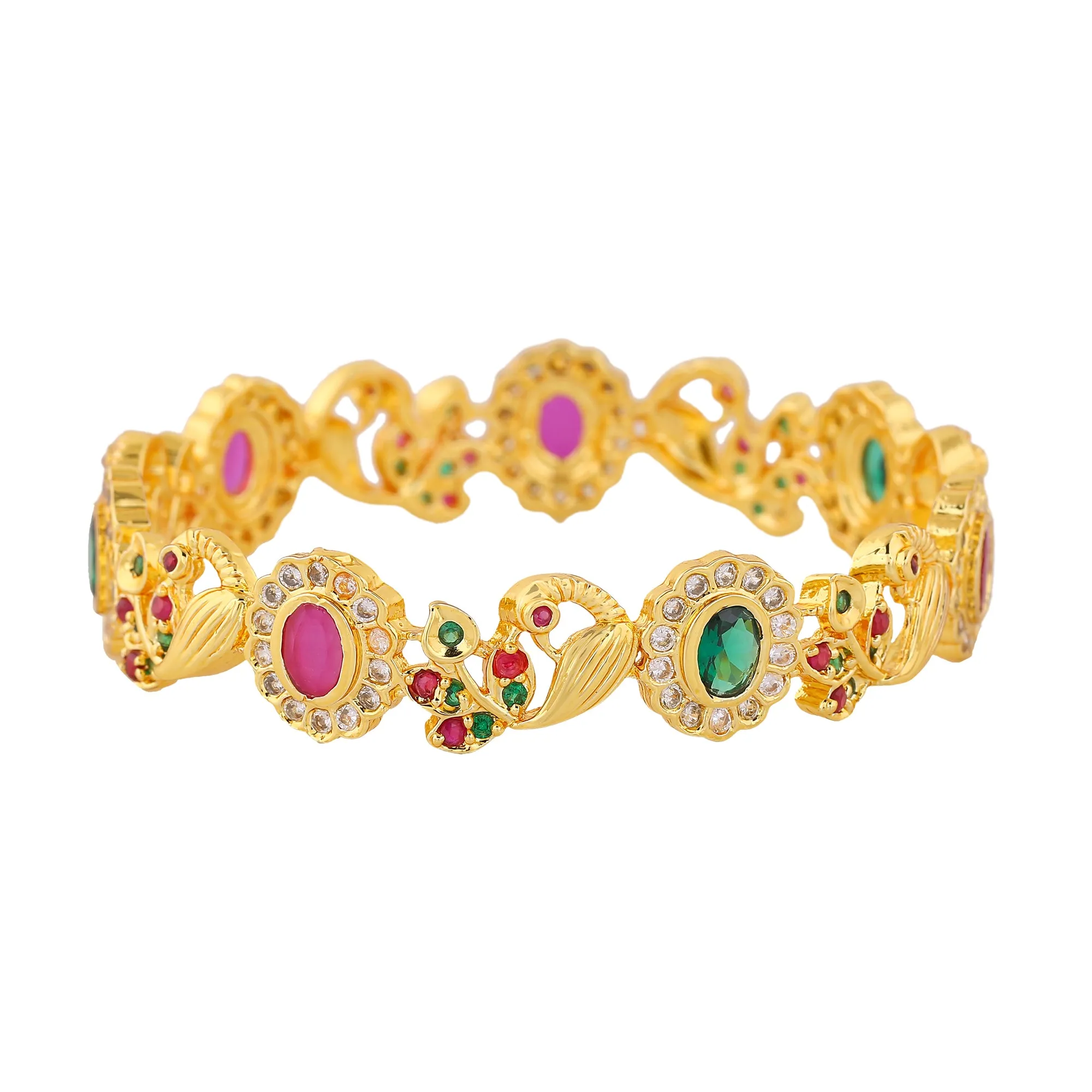 Estele Gold Plated CZ Peacock Designer Bangles for Women