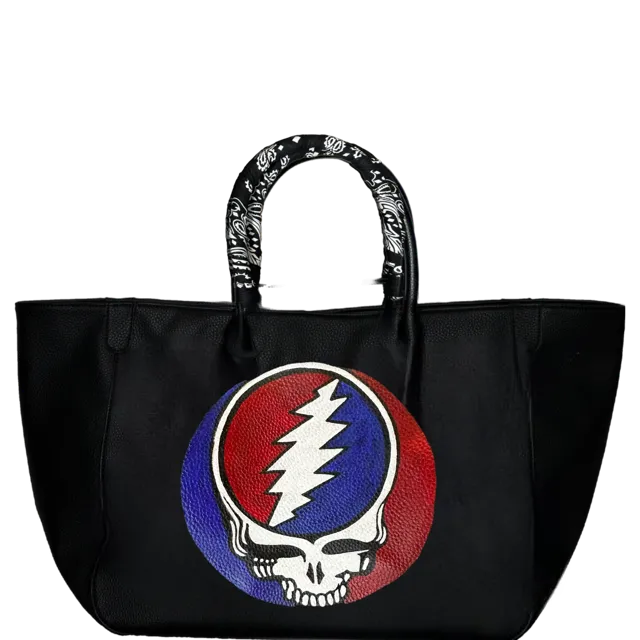 Everyday Vegan Tote - The Grateful Dead Leather Hand Painted