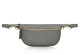 Fabucci Grey Leather Medium Bum Bag