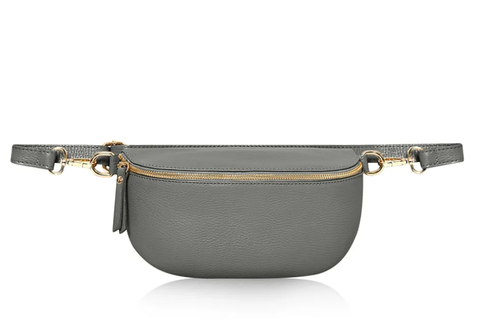 Fabucci Grey Leather Medium Bum Bag