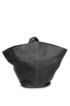 FILOMENA WIDE BUCKET HANDBAG IN ITALIAN LEATHER BLACK