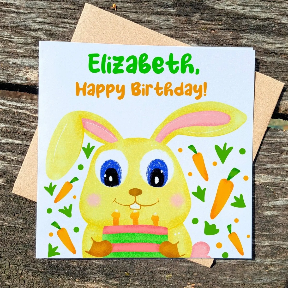 Funny Bunny Rabbit Birthday Card, Cute Rabbit Birthday Card, Holland Lop Happy Bday Greeting for Kids & Friends