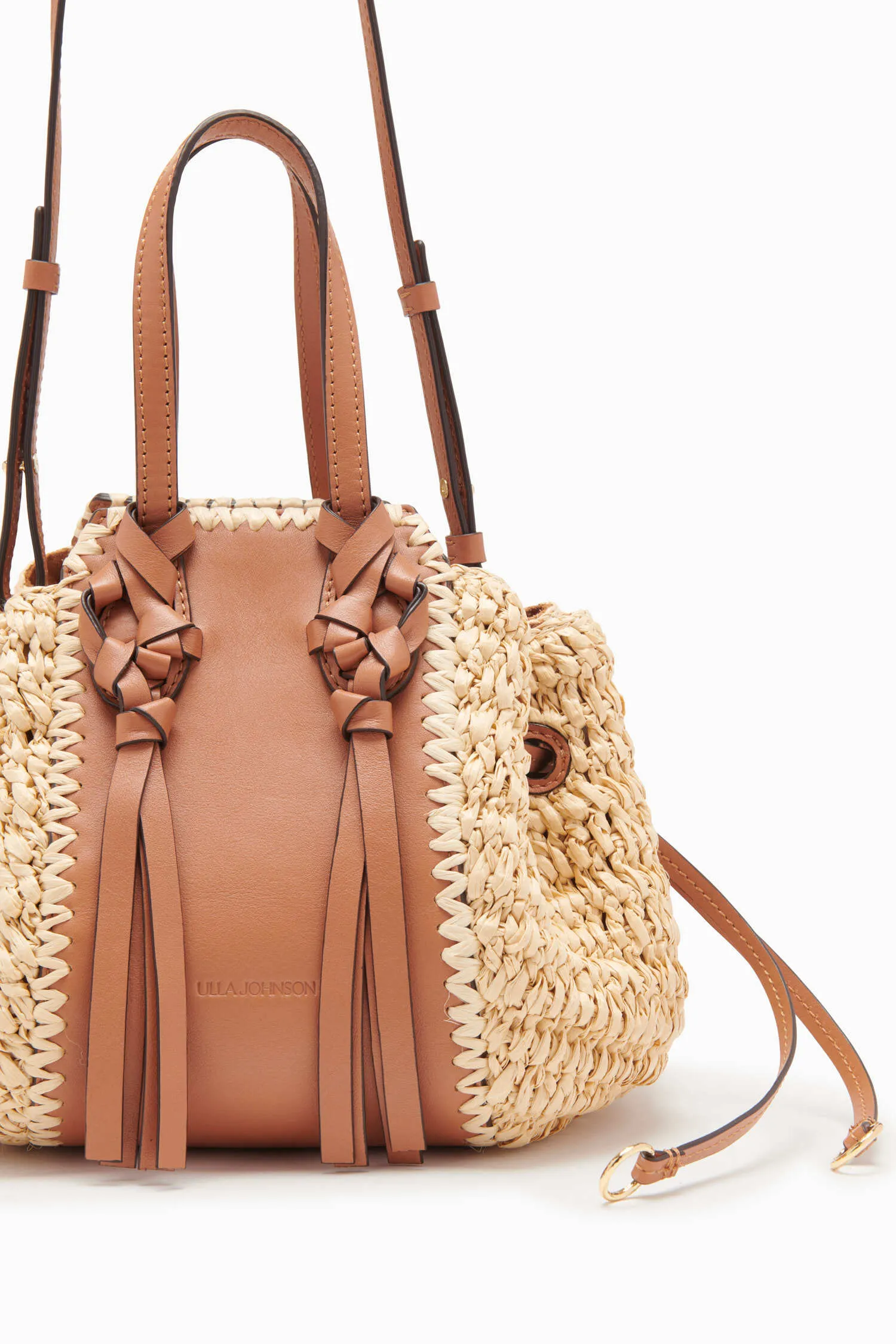 Gio Raffia and Leather Crossbody Bag