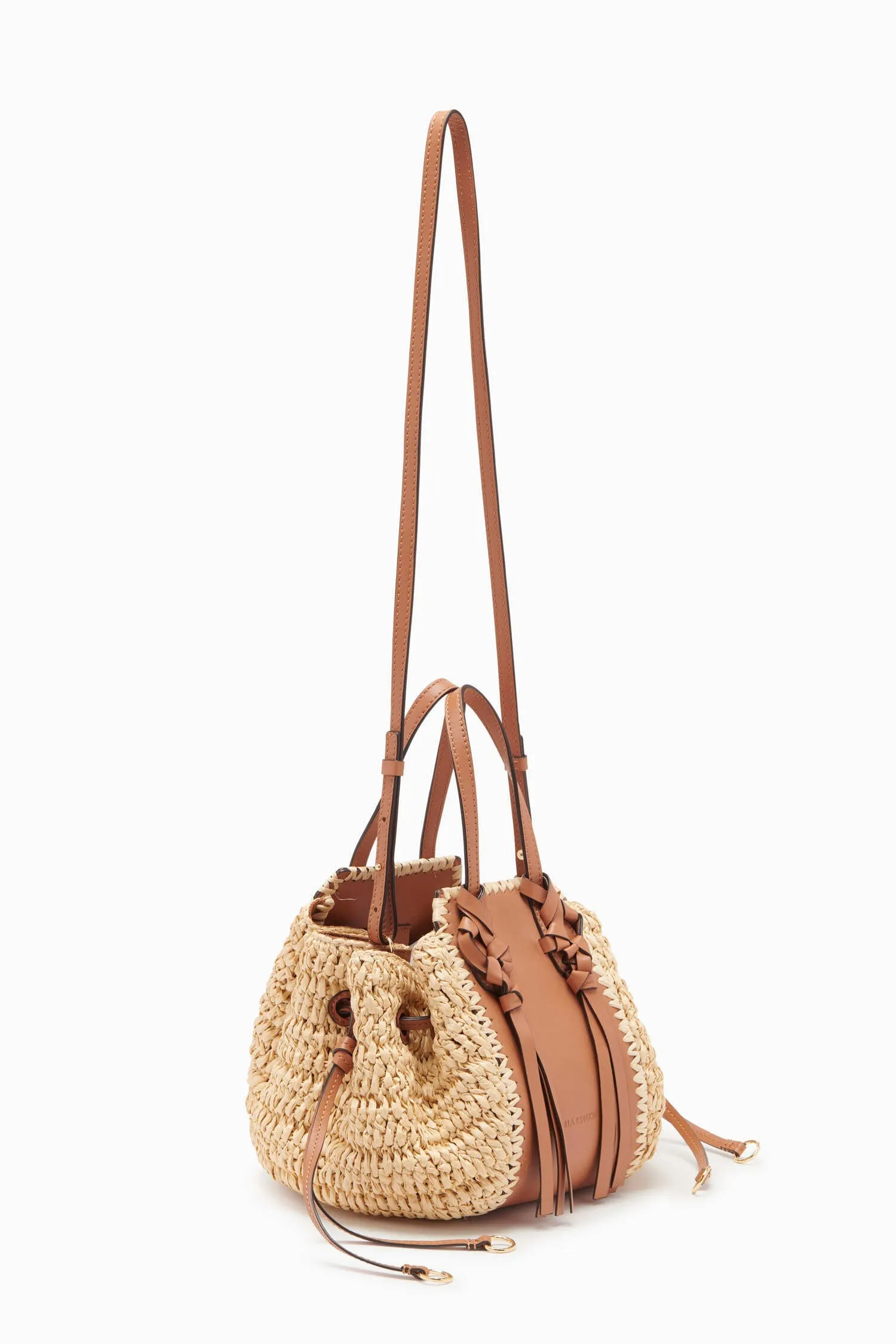 Gio Raffia and Leather Crossbody Bag