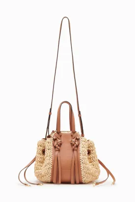 Gio Raffia and Leather Crossbody Bag