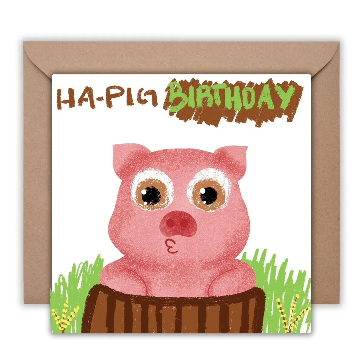 HA PIG Birthday Card, Funny Pig Pun Greetings Gift, Cute Pig Celebration Card, Adorable Birthday Wishes, Present Idea Animal Lovers