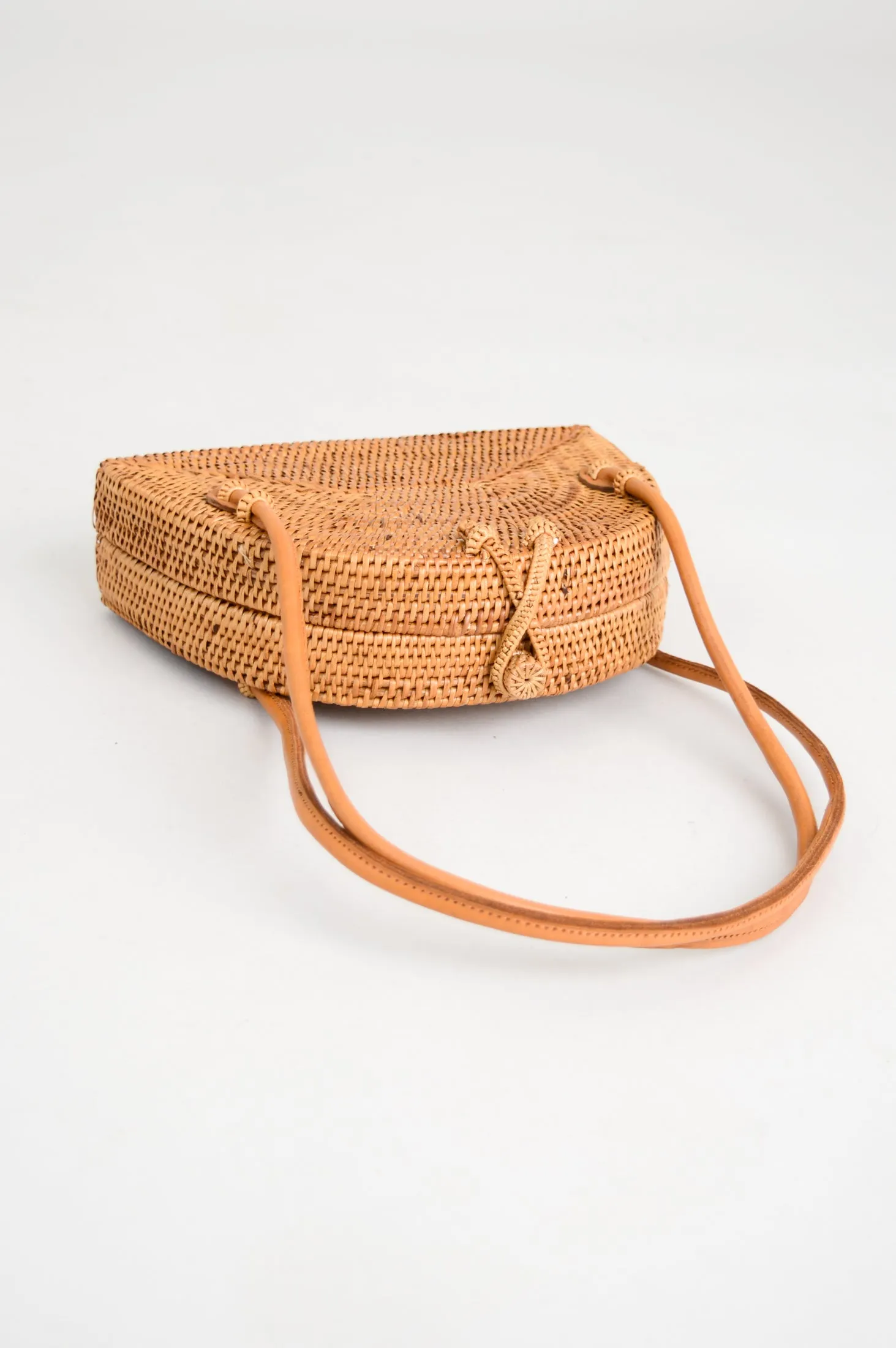 Half Moon Hand Woven Rattan Bag